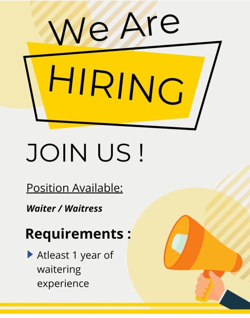 waiter waitreess vacancy klerksdorp