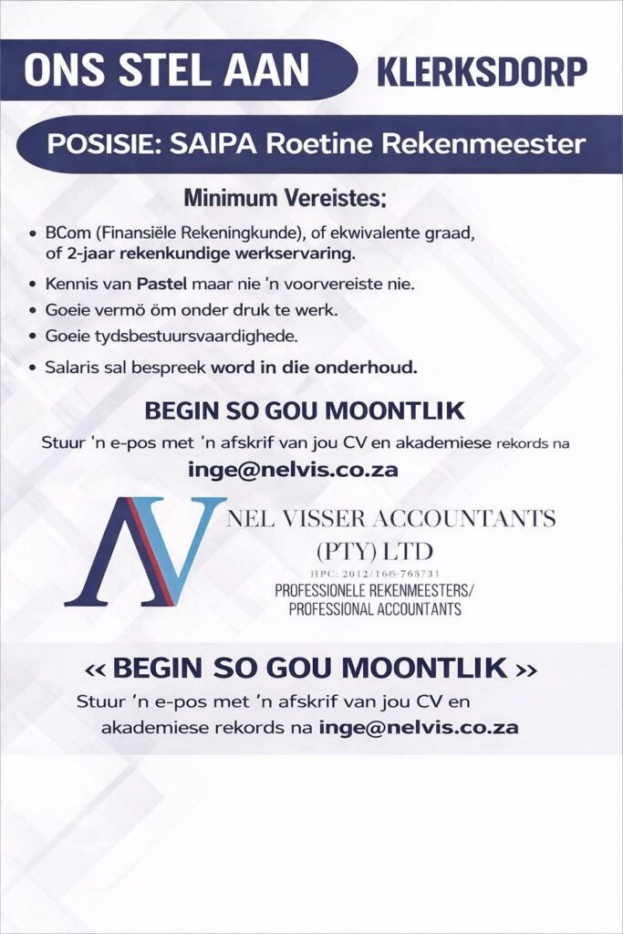 SAIPA Routine Accountant – Klerksdorp vacancy