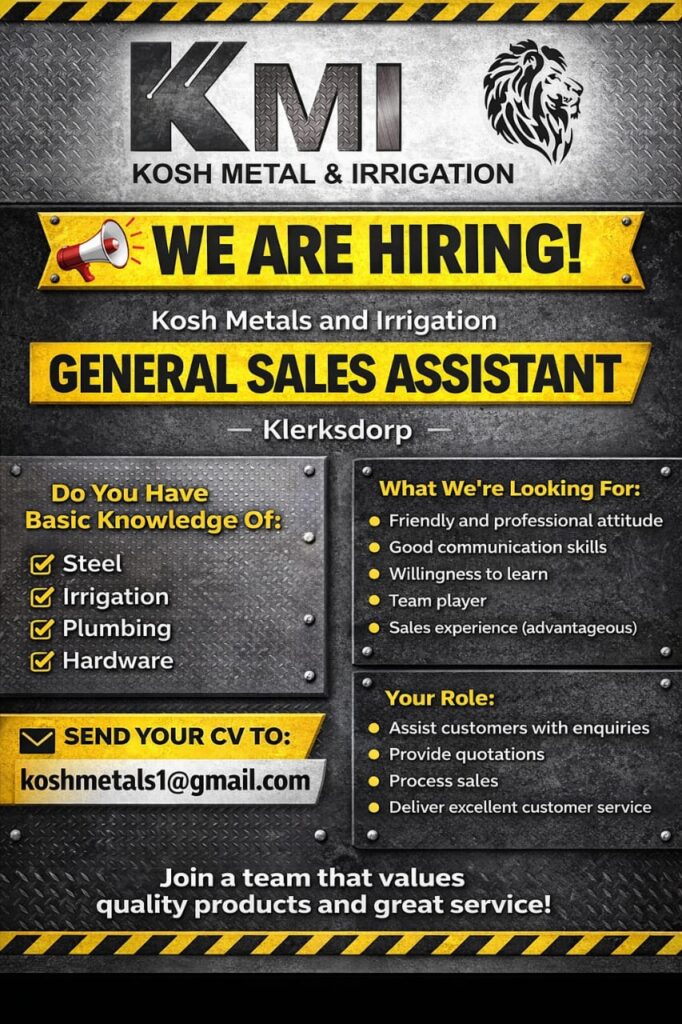 General Sales Assistant vacancy klerksdorp