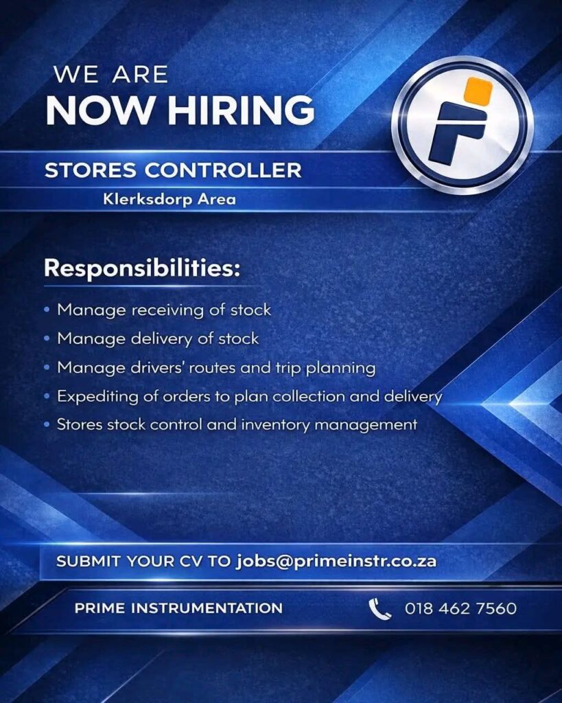 Stores controller vacancy klerksdorp