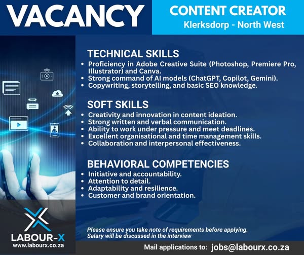 Content creator vacancy klerksdorp