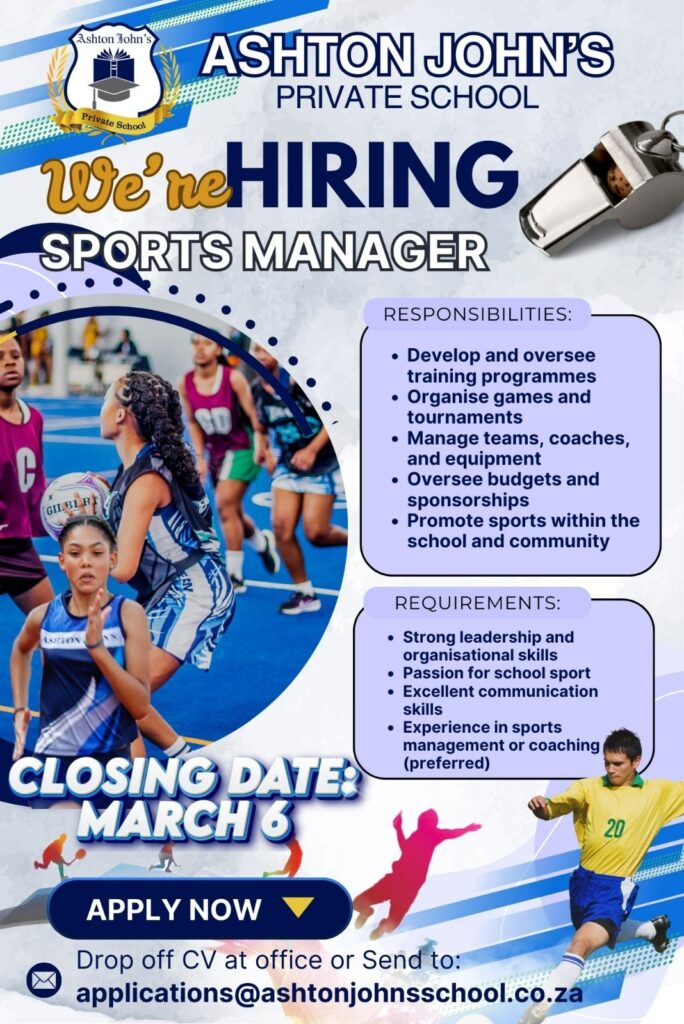 Sports Manager - Klerksdorp vacancy