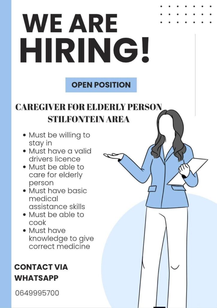 Caergiver Stilfontein vacancy
