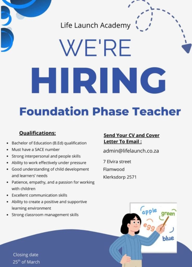 Foundation Phase Teacher - Klerksdorp vacancy