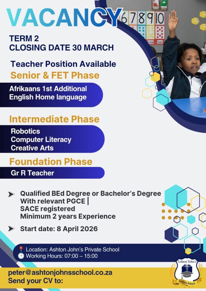 Teachers (Senior, FET & Foundation Phase) - Klerksdorp vacancy