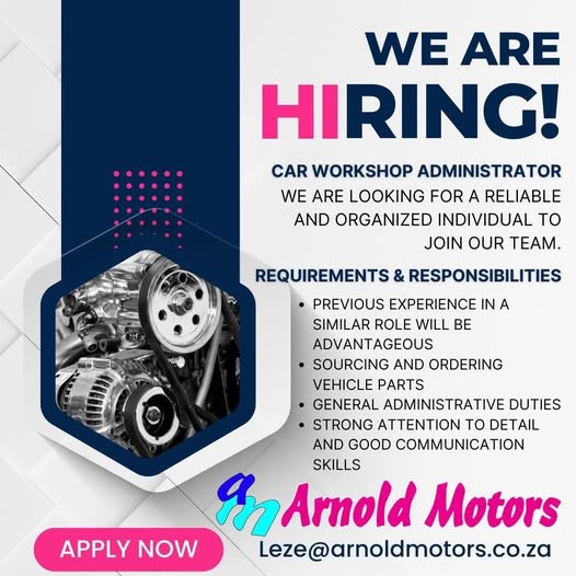 Car Workshop Administrator - Klerksdorp vacancy