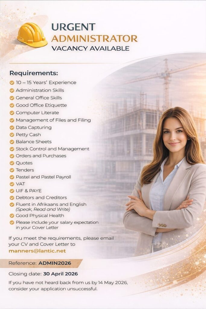 Administrator - Klerksdorp vacancy