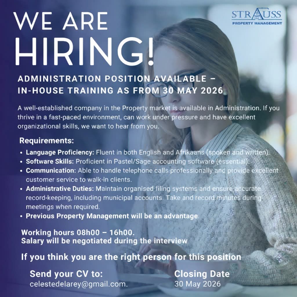 Administrator - Klerksdorp vacancy
