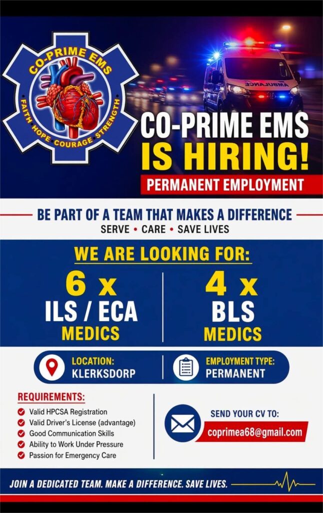 ILS / ECA Medics & BLS Medics - Klerksdorp vacancy
