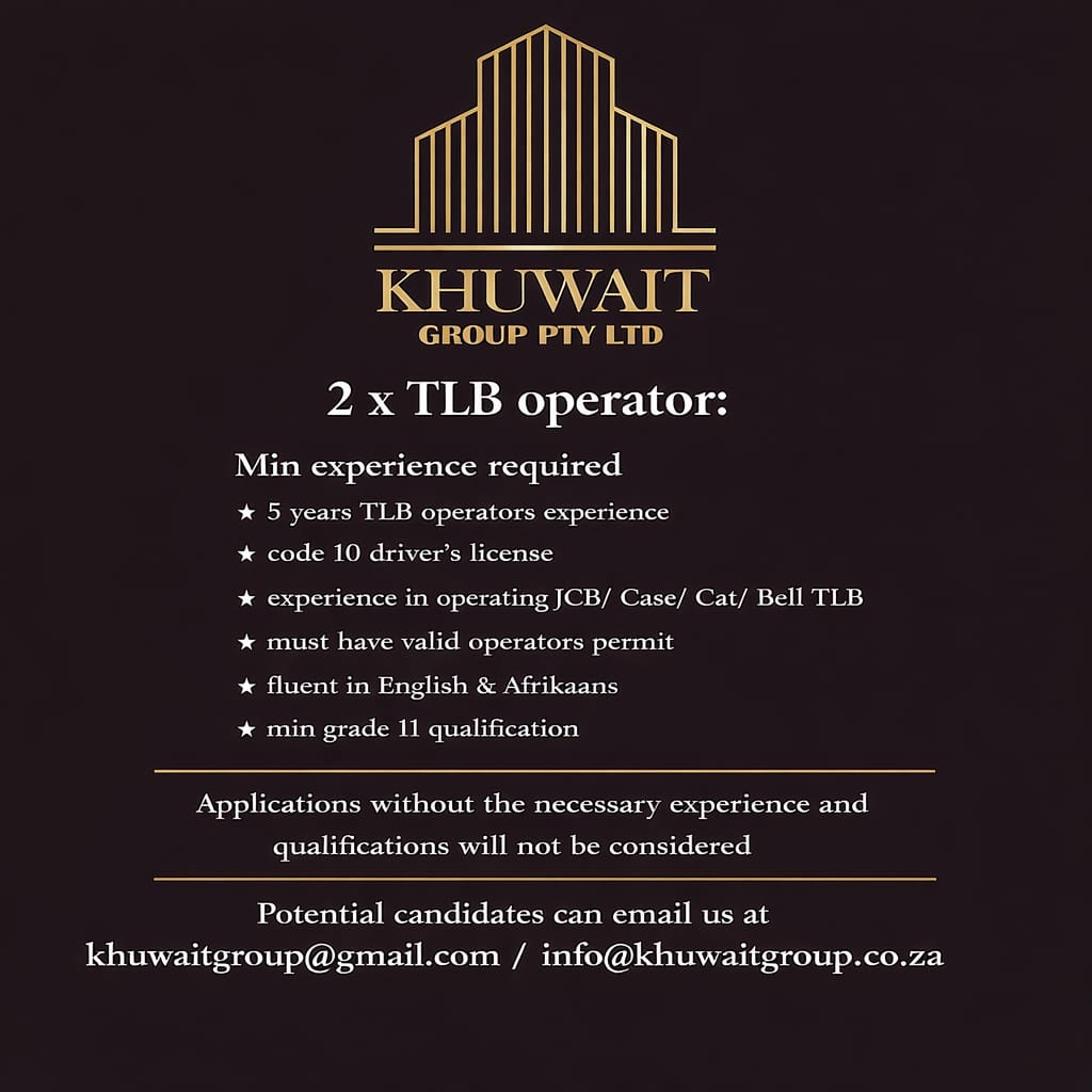 TLB Operators - Klerksdorp vacancy