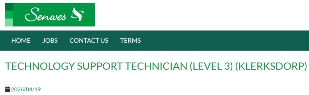 Technology Support Technician vacancy Klerksdorp