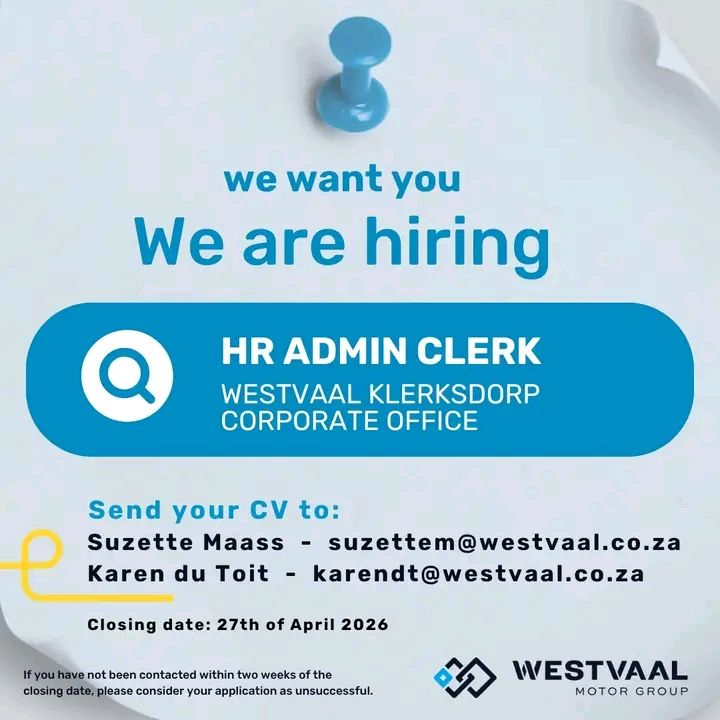 HR Admin Clerk - Klerksdorp vacancy