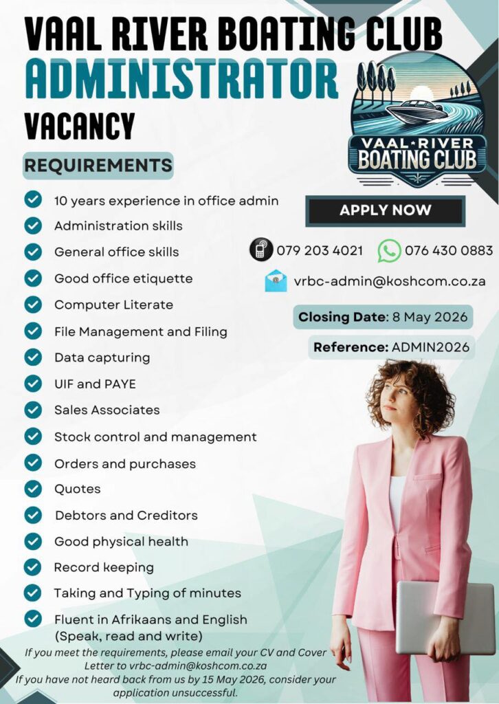 administrator vacancy klerksdorp