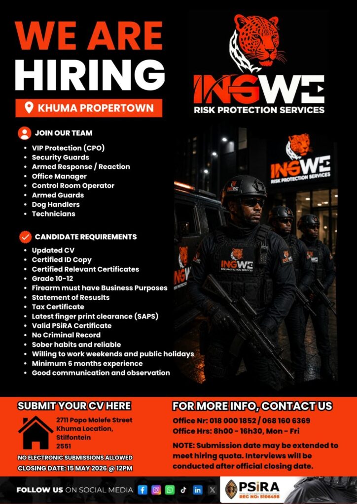 Security Positions - Khuma / Stilfontein vacancy