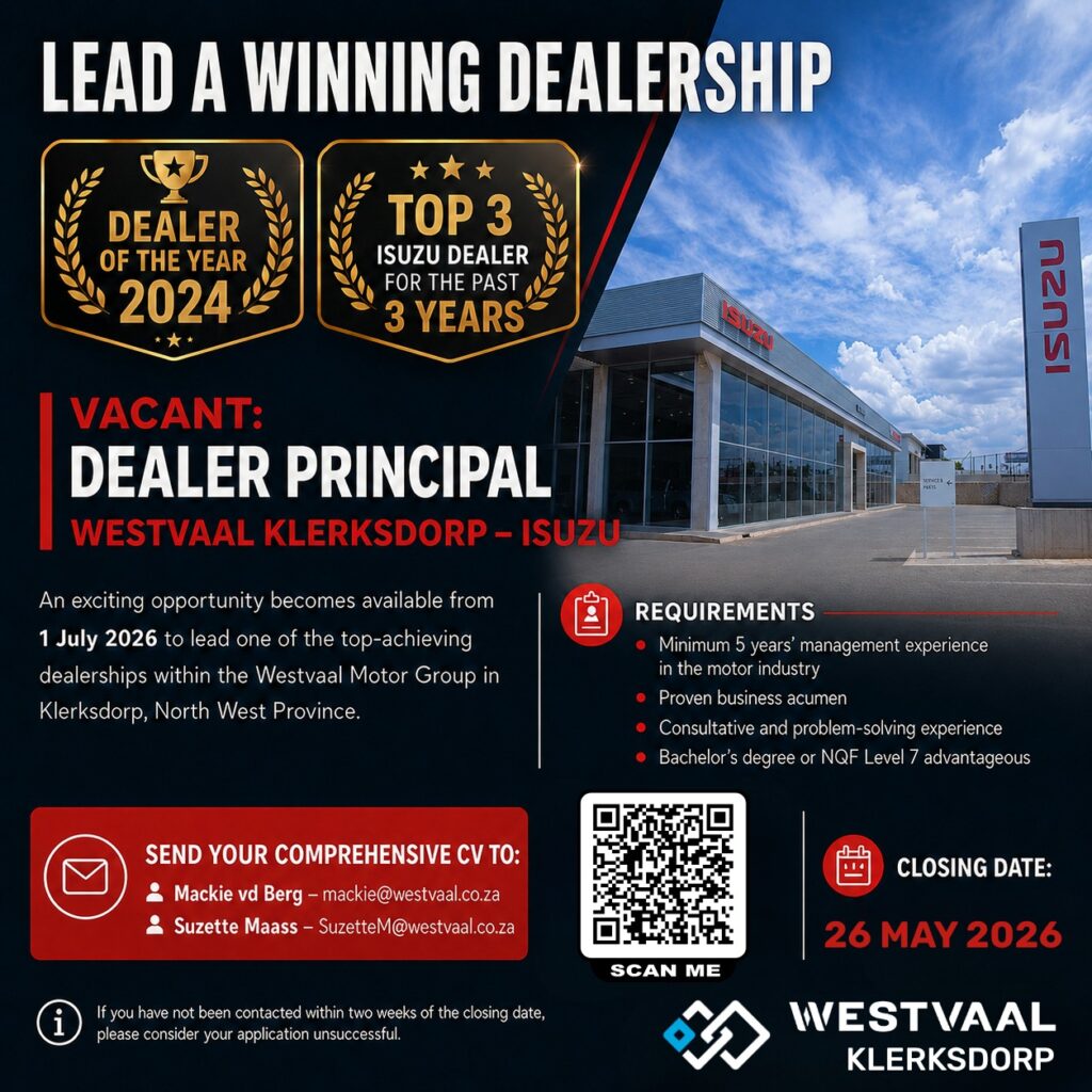 dealer principal vacancy klerksdorp