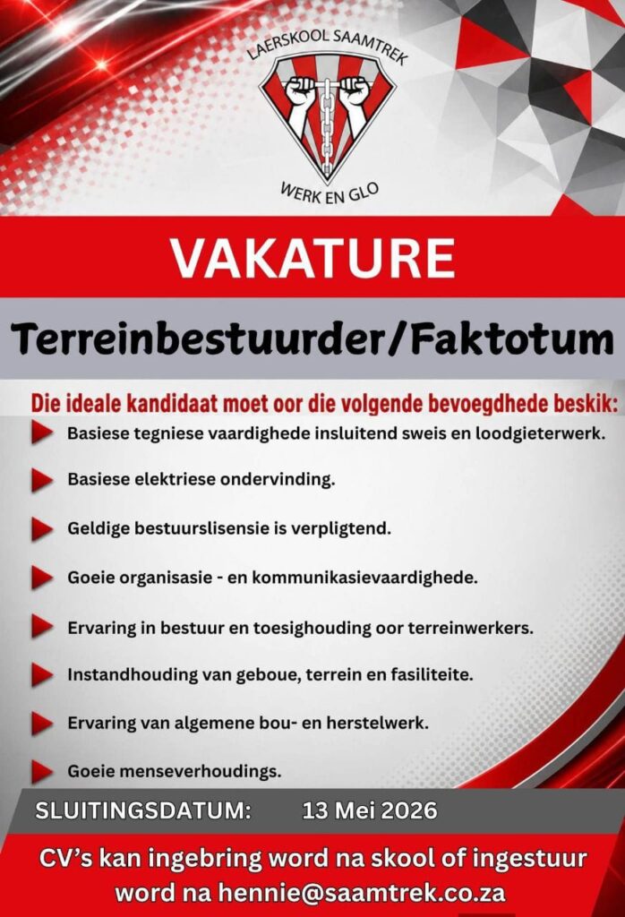 Grounds Manager - Klerksdorp vacancy