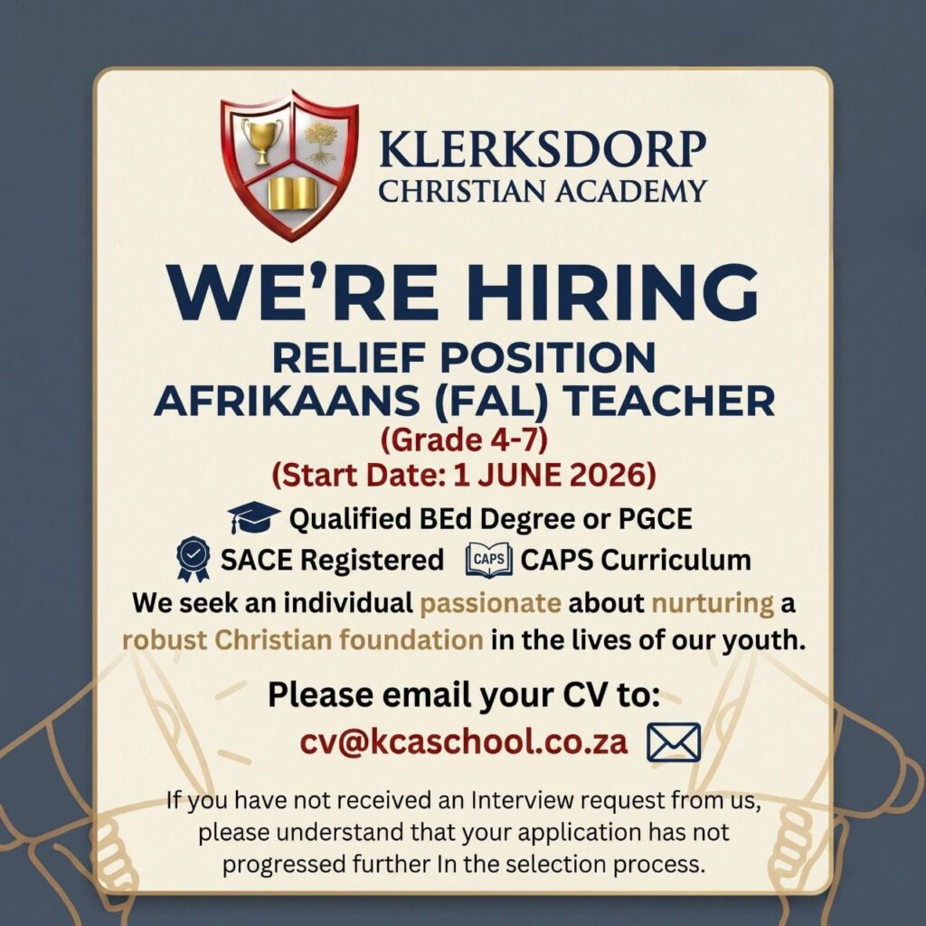 Afrikaans Teacher vacancy klerksdorp