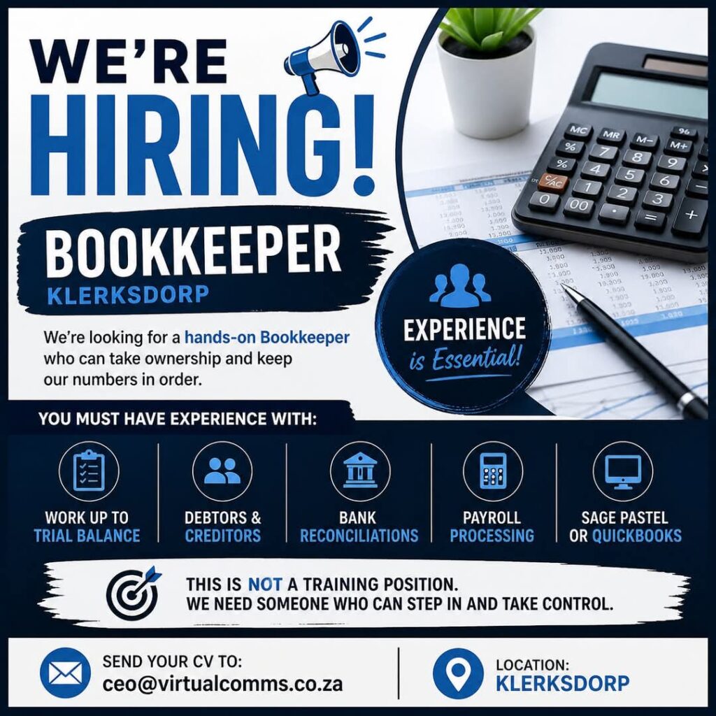 Bookkeeper - Klerksdorp vacancy