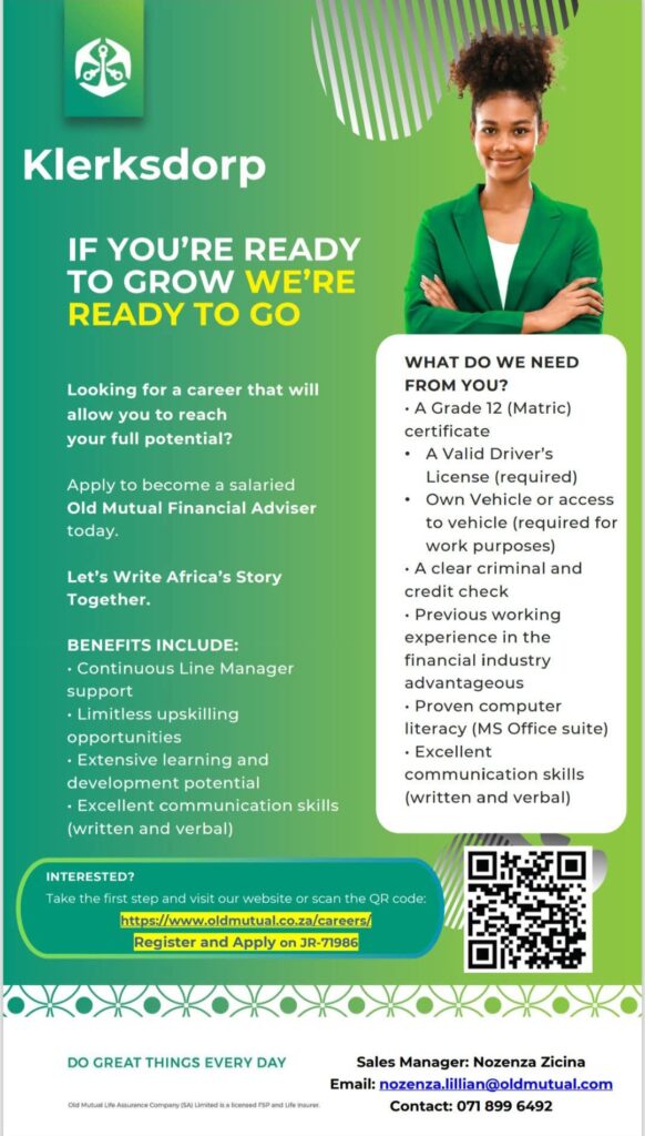 Financial Adviser klerksdorp vacancy