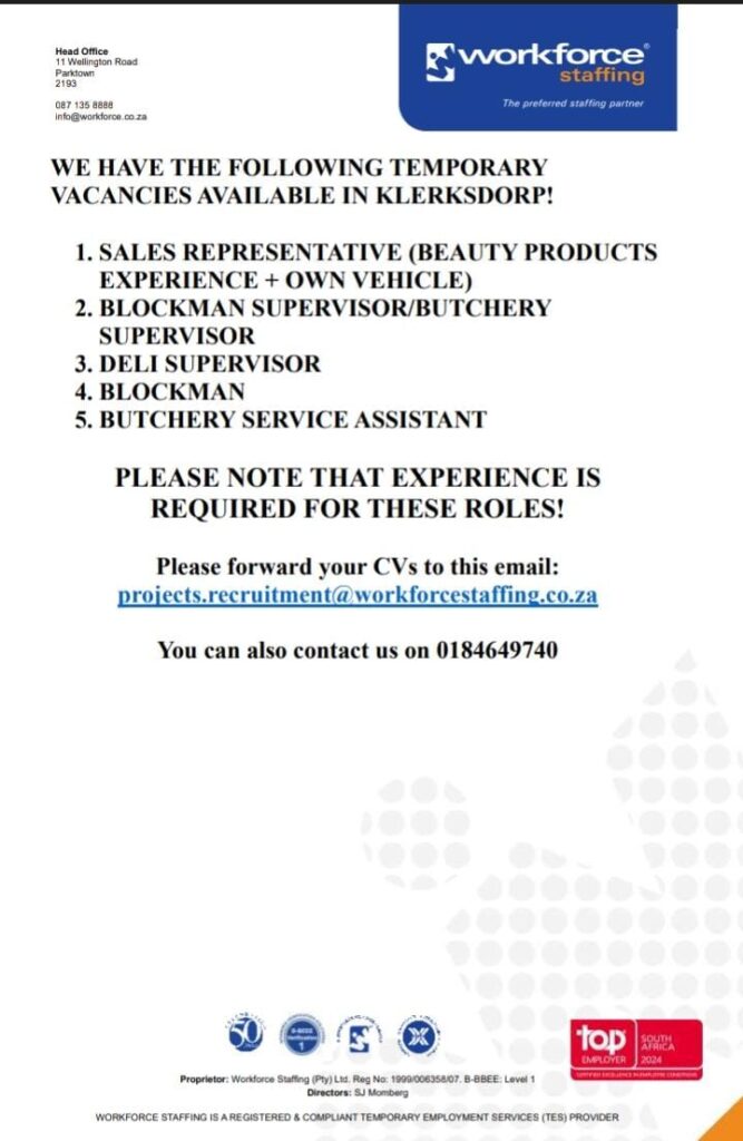 Butchery Service Assistant - Klerksdorp vacancy