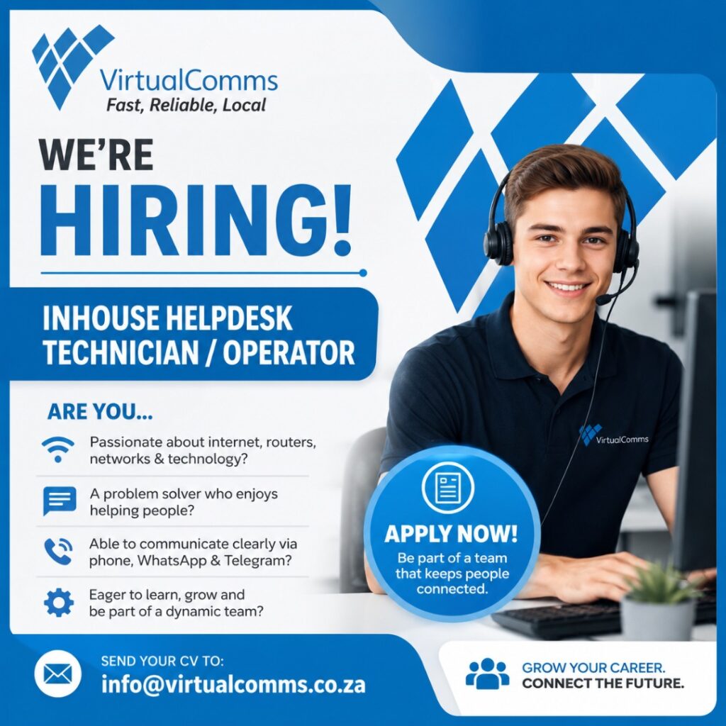 Inhouse Helpdesk Technician / Operator - Klerksdorp vacancy