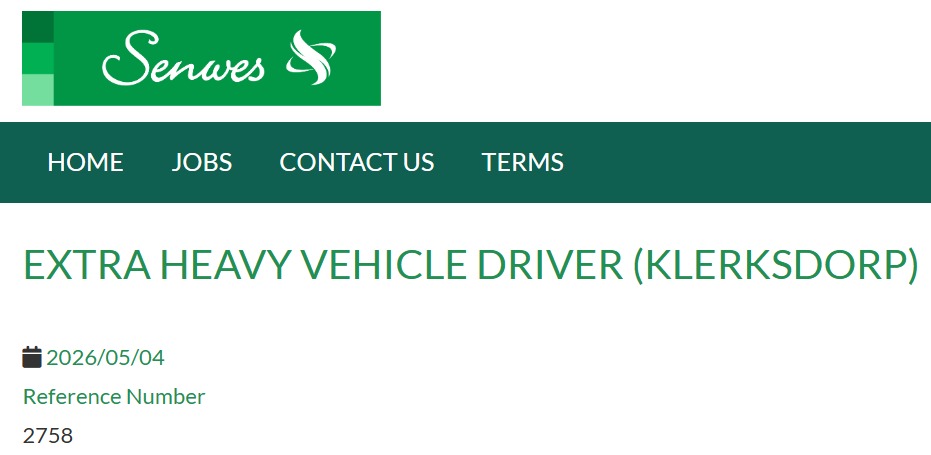 Heavy vehicle driver vacancy Klerksdorp