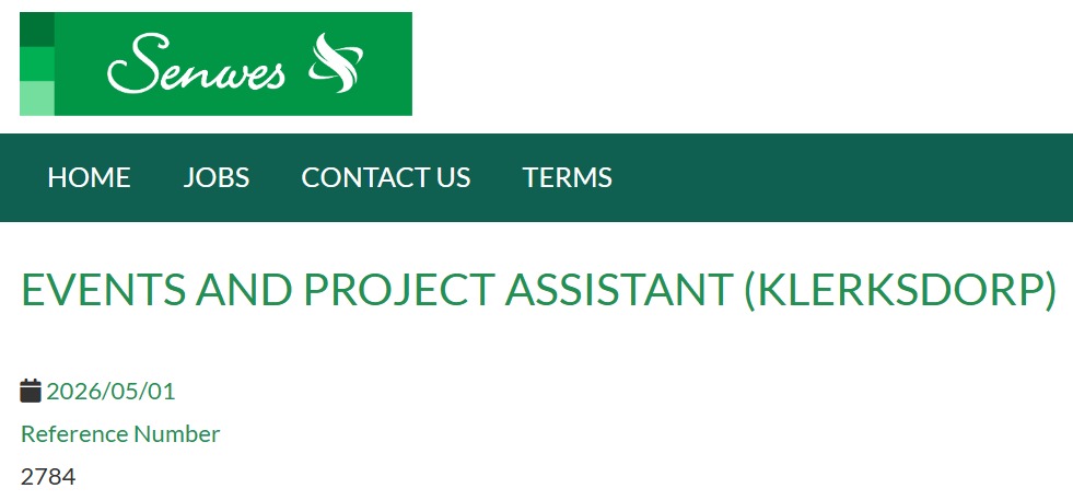 Events and Project Assistant vacancy klerksdorp
