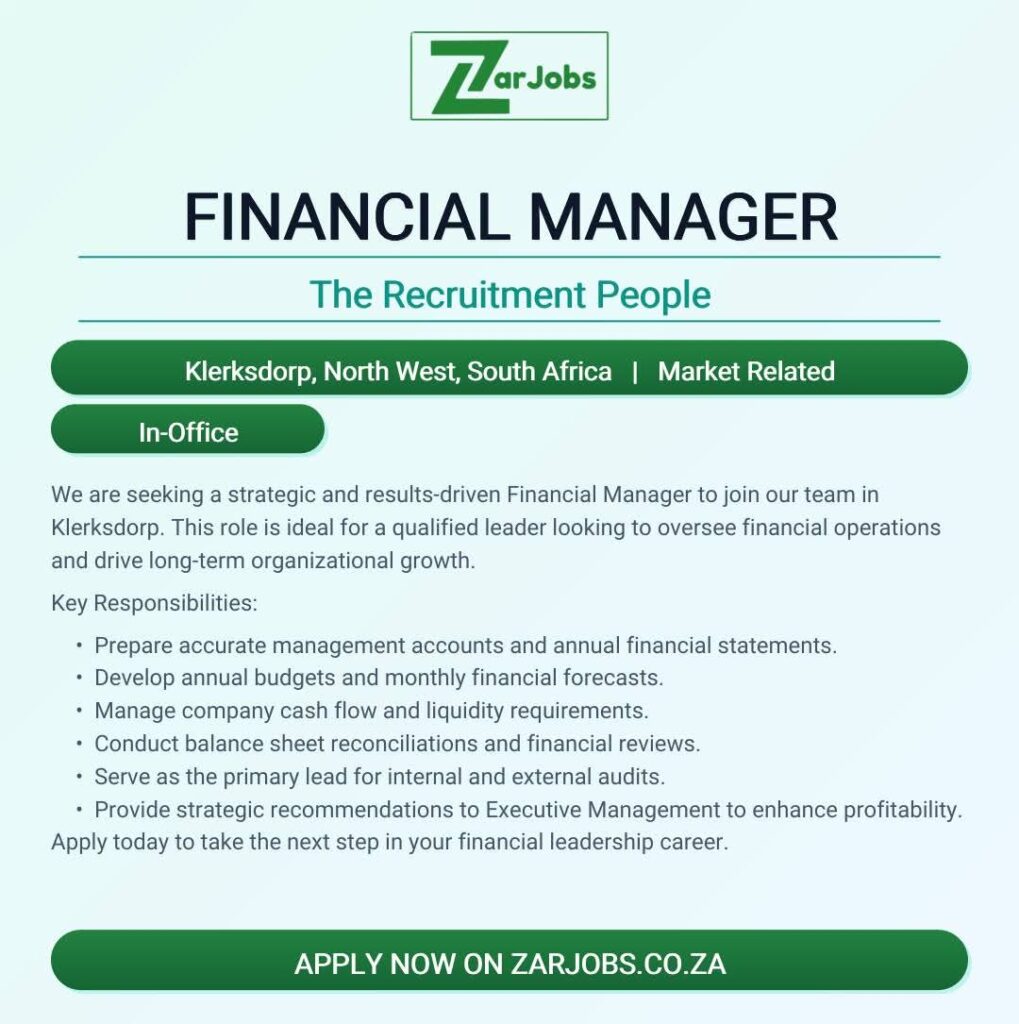 Financial Manager - Klerksdorp vacancy